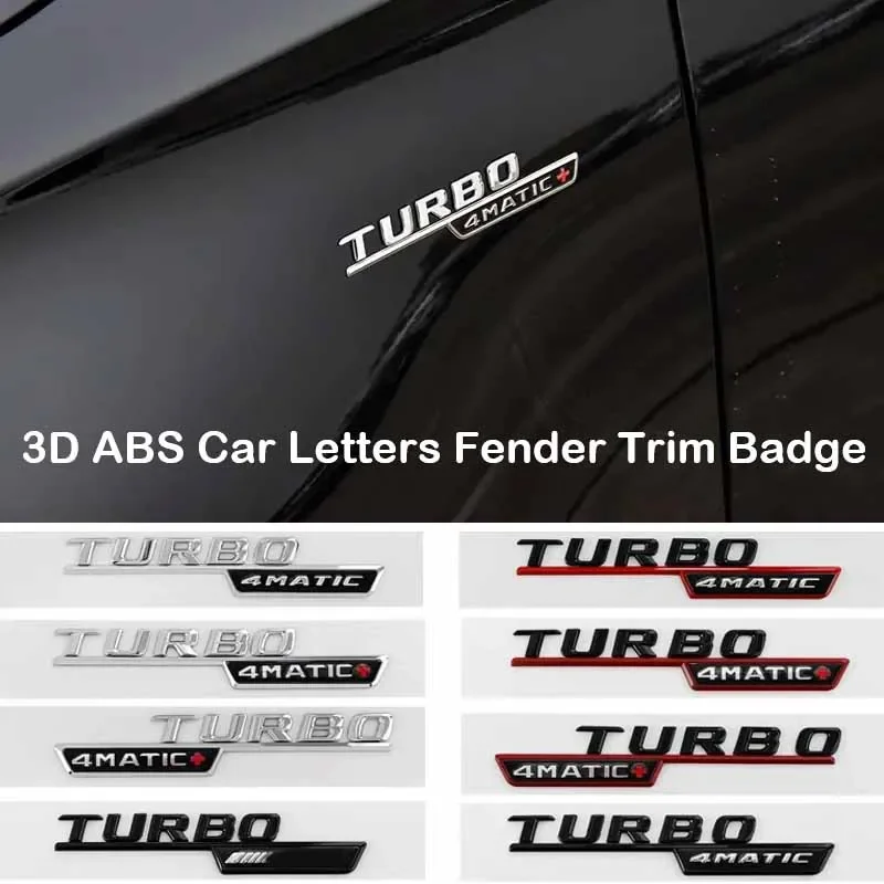 3D ABS Car Fender Badge For Mercedes BENZ CLA45 GLA45 X156 A45 C117 X247 GLE53 Turbo AMG 4MATIC Emblem Logo Sticker Accessories