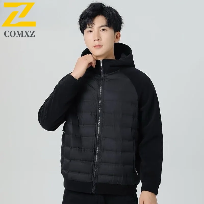 

COMXZ Новый клейкий графеновый пуховик 90% пух с принтом и вышивкой, унисекс, с капюшоном, водонепроницаемая и ветрозащитная уличная ветровка