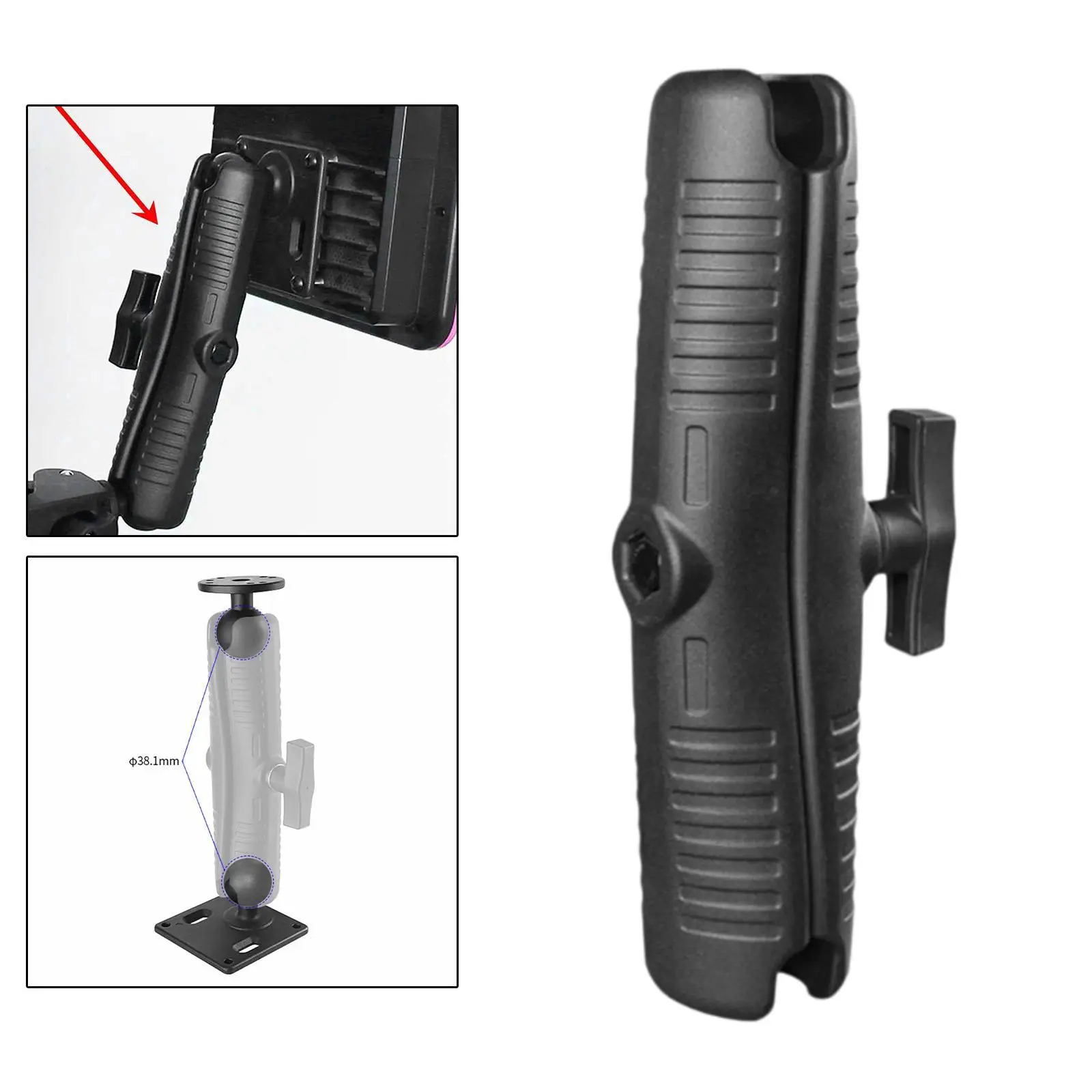 

Double Socket Arm Extension Rod for 38mm Ball Professional Tablet Mount Double Ball Mount for Forklift Motorcycle Camera