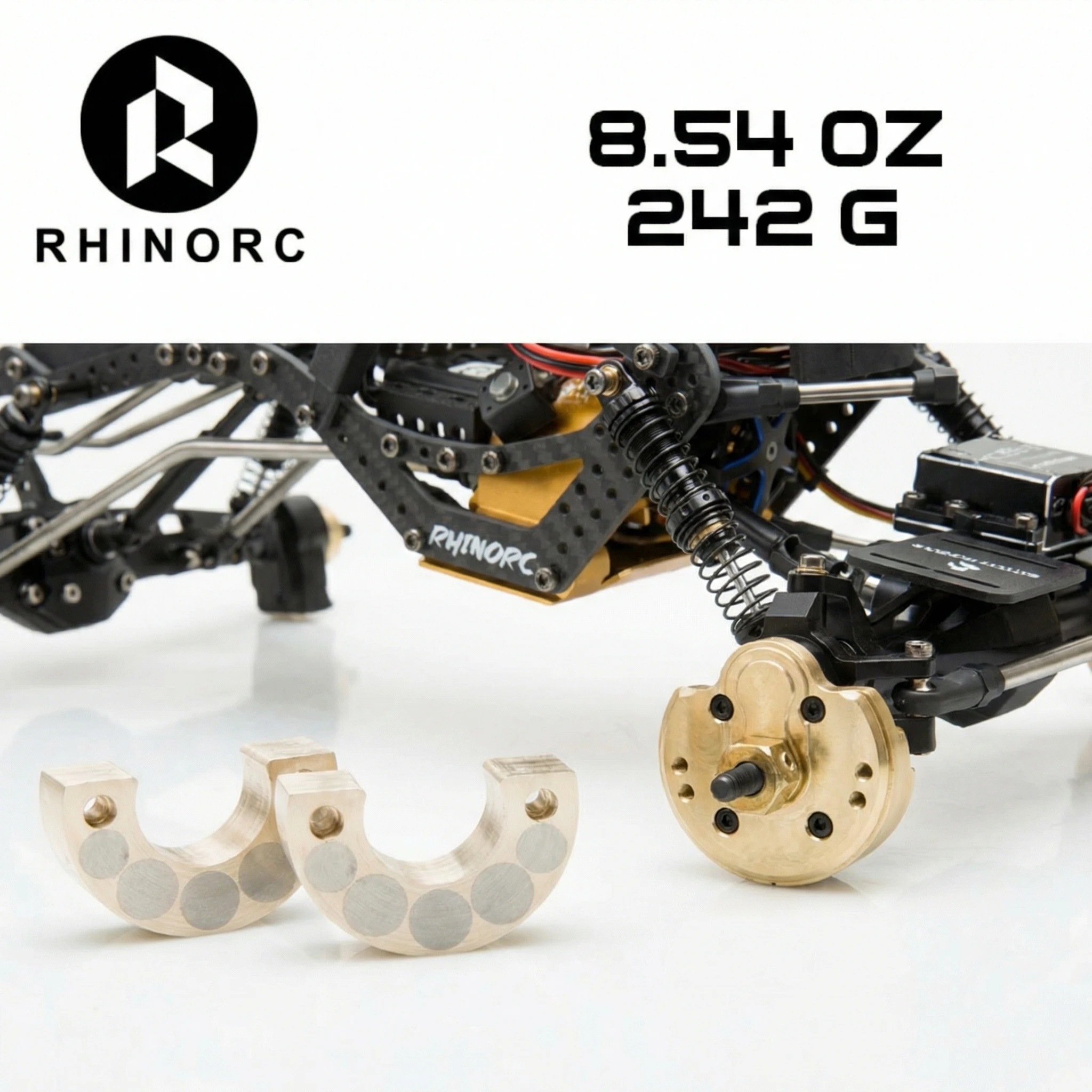 12.8mm Anti-Tip Brass Alloy Counterweight 336g/242g Compatible with Rhino Capra Performance Crawler for Enhanced Stability