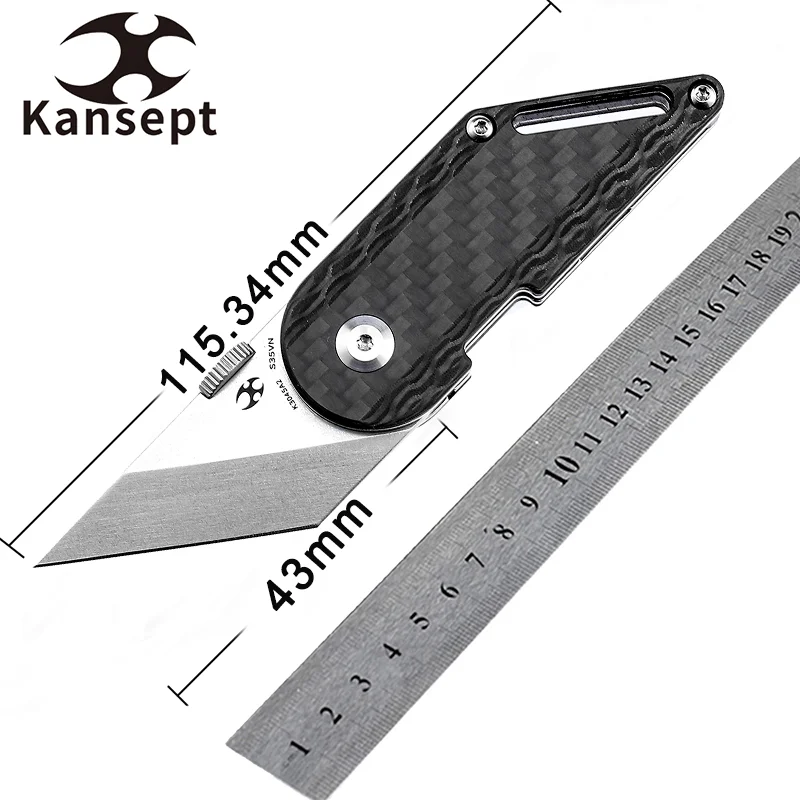 

Kancept Tanto Dash K3045A2 Under 3" Stonewashed CPM-S35VN Folding Knives Blade with Twll Carbon Fiber Handle for EDC Carry