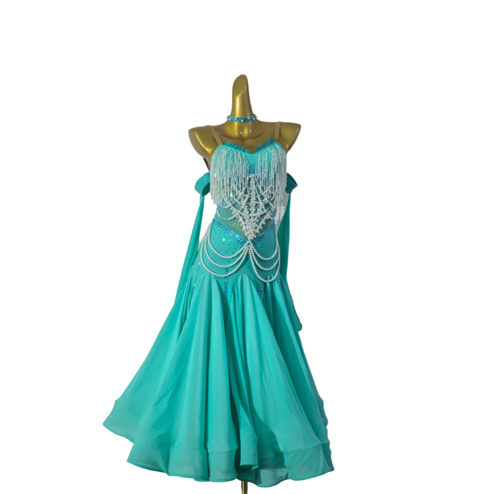 

Латинский танец AB Stone Женский взрослый детский элитный индивидуальный жемчужный стенд Современная юбка Черное платье для выступлений в бассейне Samba