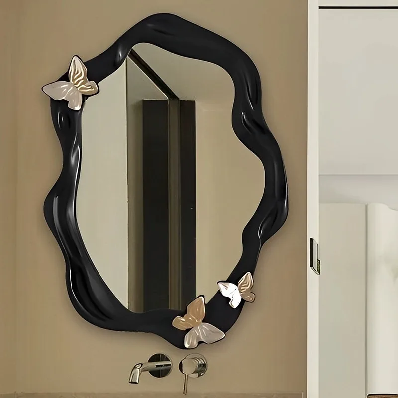 Premium butterfly mirror, French art vanity mirror, wall-mounted special-shaped bathroom, bathroom mirror, irregular decorative