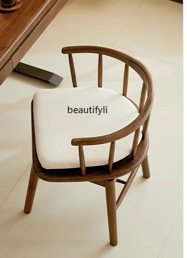 

Black walnut computer chair, home office, leisure chair rotating solid wood desk chair backrest