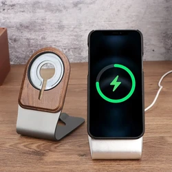 Soild Wood Walnut Wooden Bamboo Stand For Apple MagSafe Charger Compatible with iPhone 15 pro max 14 13 12  dock holder Bracket
