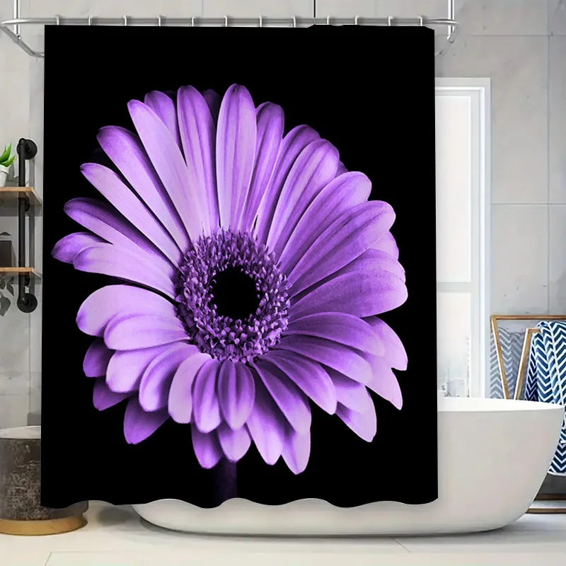 

Яркая фиолетовая занавеска для душа с цветком для декора ванной комнаты, современный цветочный принт, украшение для дома, водонепроницаемая ткань, шампунь Caddy Cove