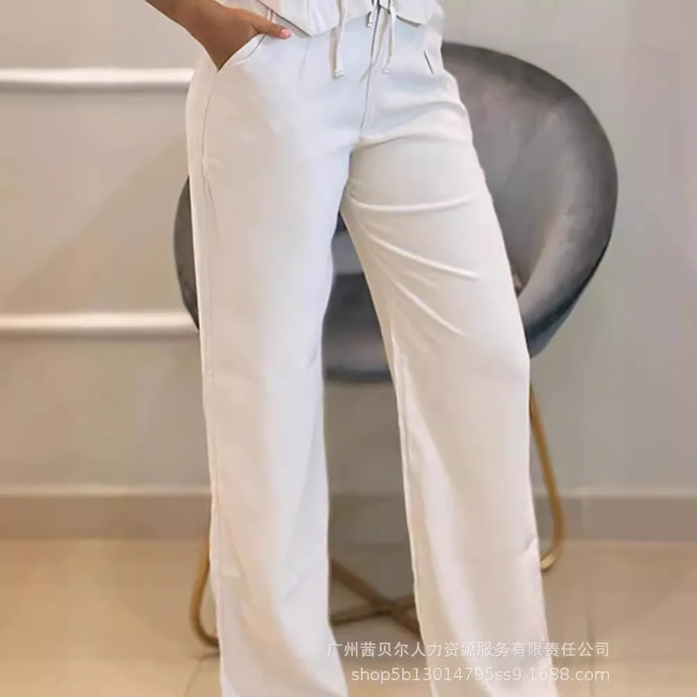 Women Two Piece Sets Pant Set V Neck Matching Sets Sleeveless Sexy Vest Tops High Waist Wide Leg Long Pants Casual Slim Summer