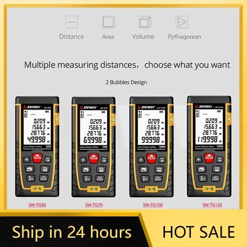 Sndway medidor de distância a laser mini telêmetro sw tg50 tg70 tg100 tg120 digital laser trena range finder 50m 70m 100m 120m