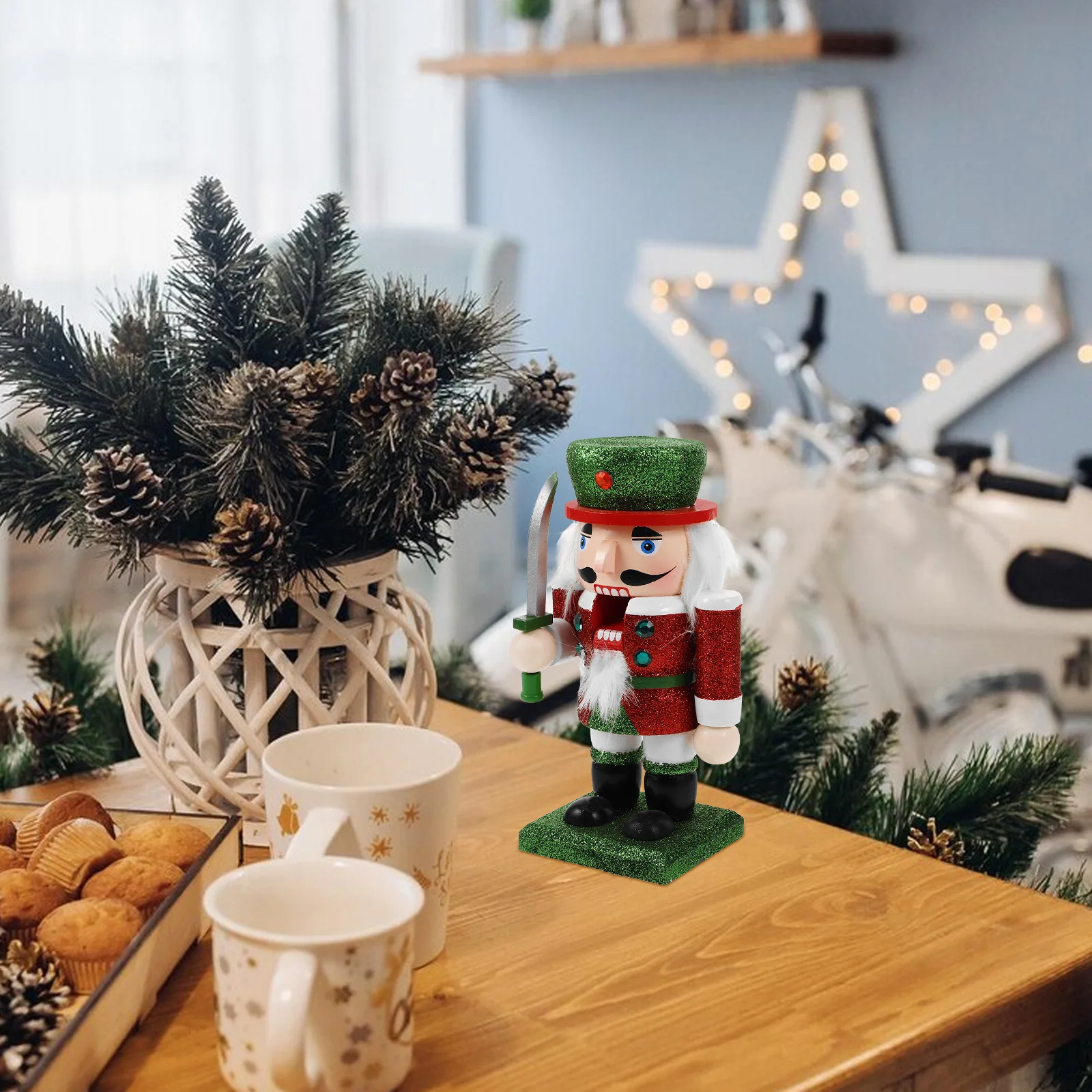 

Charming Wooden Nutcracker Christmas Decoration Small Chubby Design for Shelf Or Tabletop Display Vintage Holiday Decor Ideal