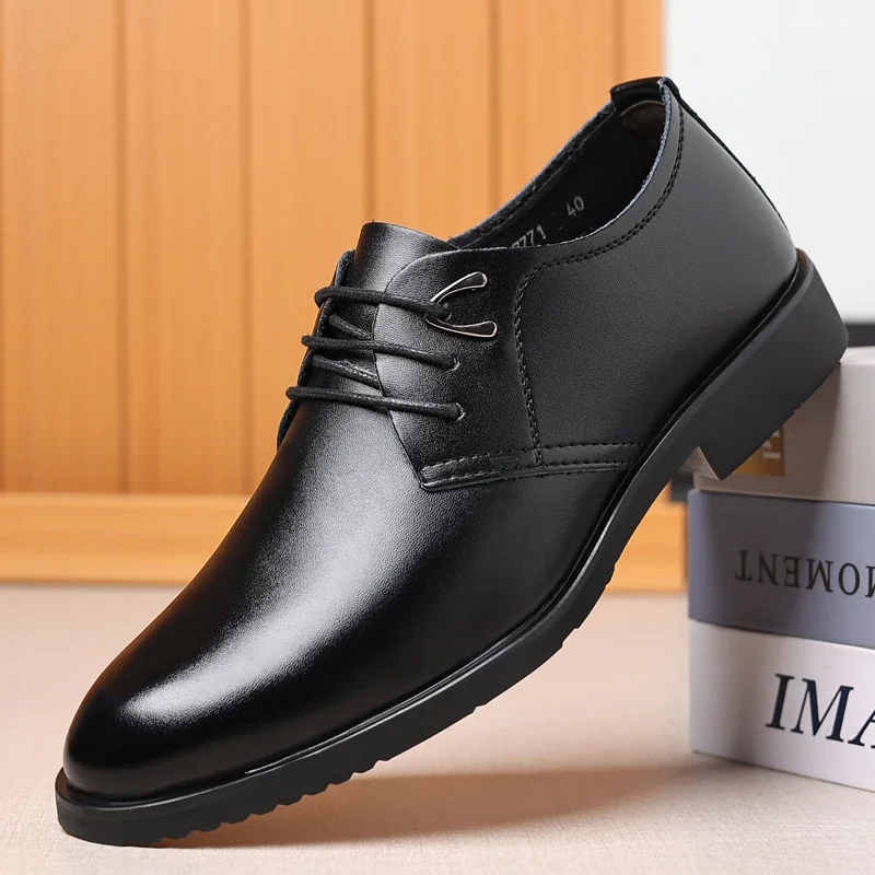 High Quality Leather Men Casual Shoes Breathable formal Mens Dress Shoes Italian Luxury Brand Lace-Up Non-slip Men Driving Shoes