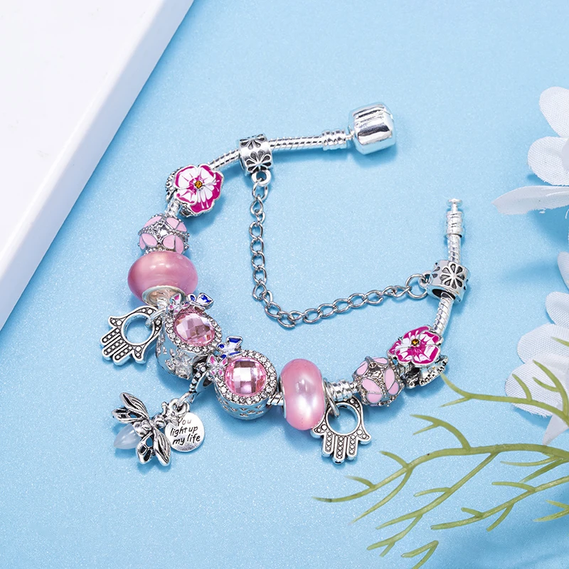 Romantic Butterfly Flower Charm Bracelet For Women With Luminous Firefly Charms Beads Pendants High-Quality Jewelry Dropshipping