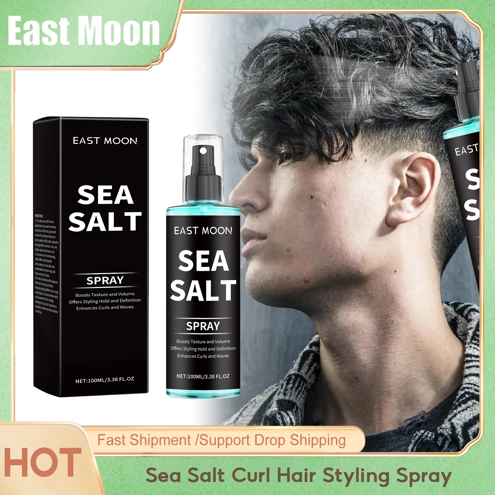 Sea Salt Curl Hair Styling Spray Mattifying Fluffy Increase Thicken Volumizing Non Grease Lasting Waterproof Hair Setting Serums
