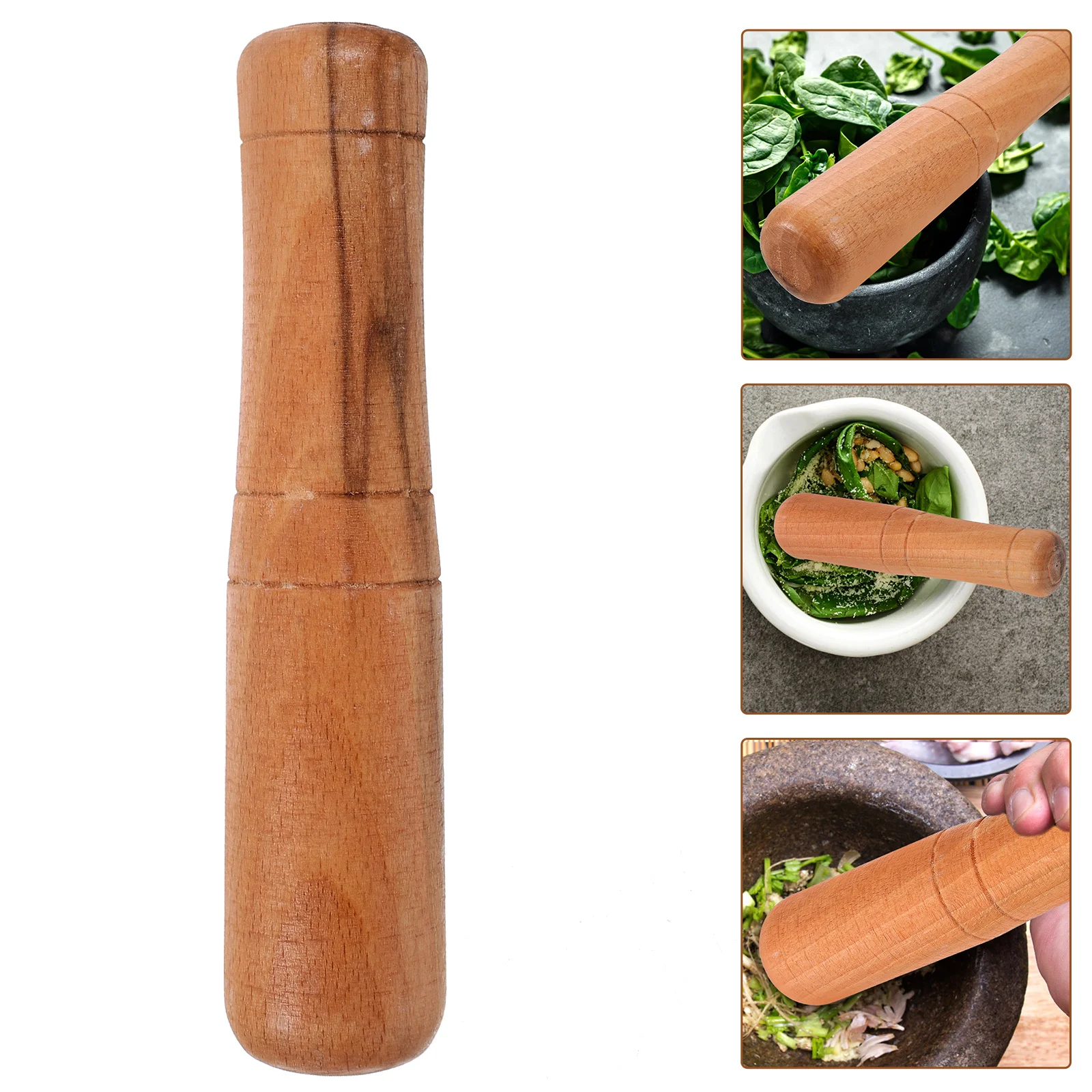 

Wooden Garlic Grinding Tool Smooth Round Mashing Ergonomic Design Manual Pestle Kitchen Gadget Garlic