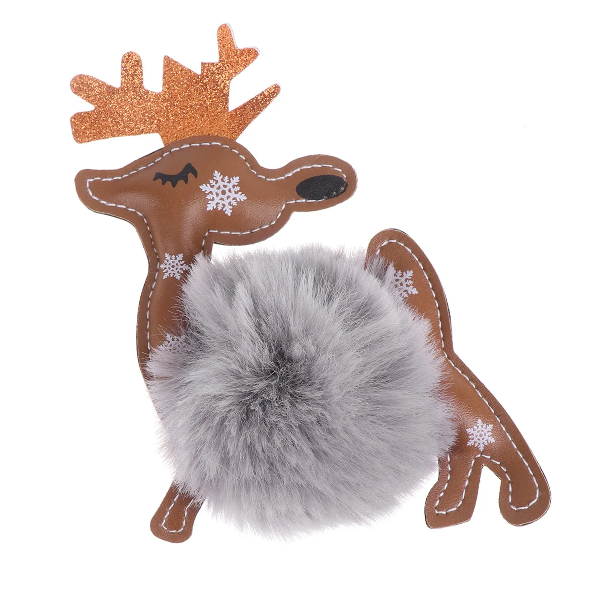 Porte-clés de Noël en forme d'élis gris clair, adorable pendentif à suspendre pour sac à main, décoration pour clés de voiture, téléphone portable, idée cadeau DIY pour Noël