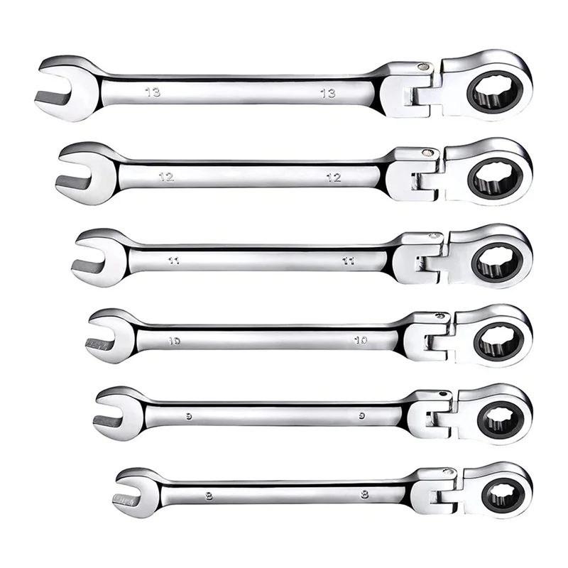 12 Pcs Metric Flex- Ratchet Wrench 8-19mm Flex-Tip Ratchet Set Combination Wrench Tool Ratchet Set