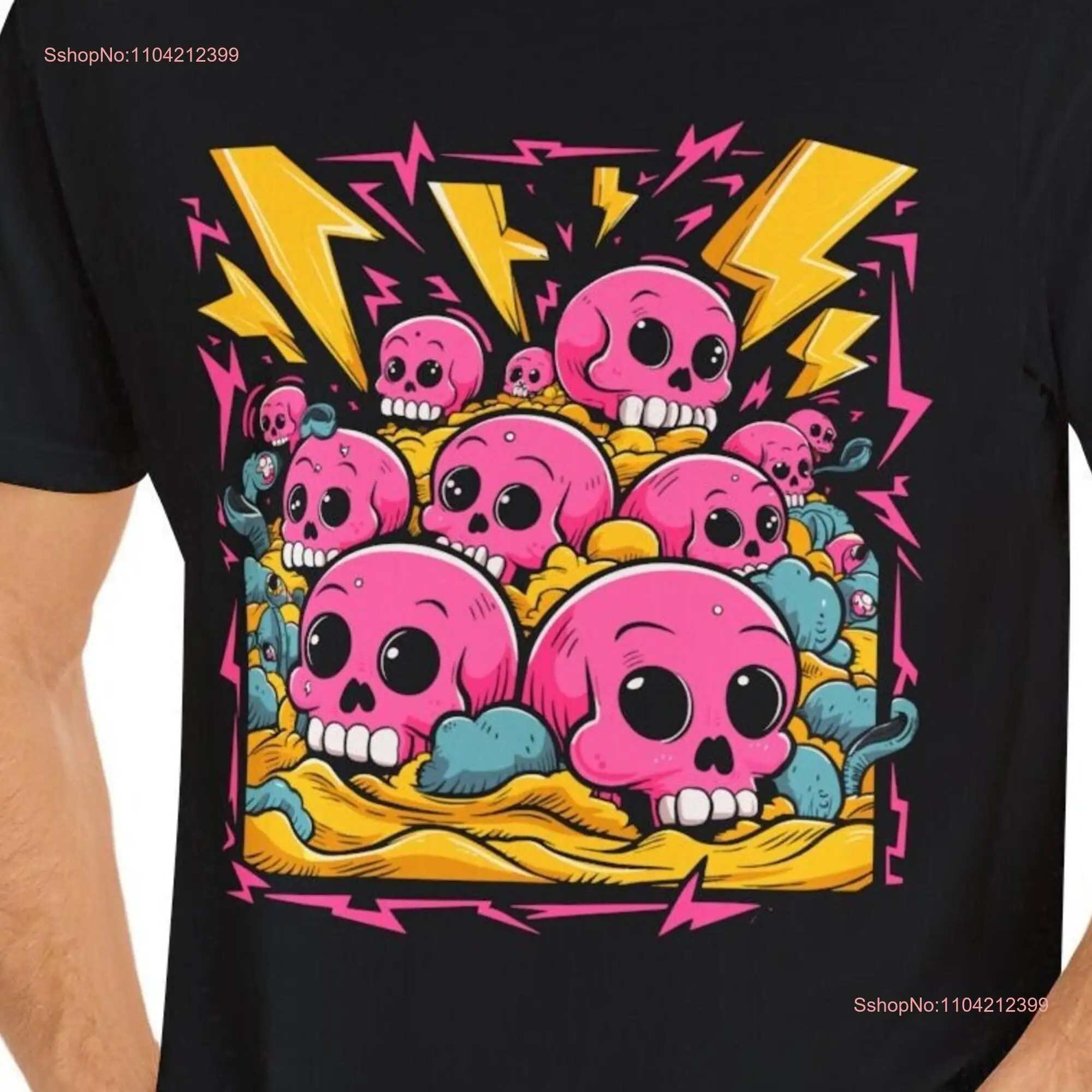 Pink skull Grave Lightning Bolt 80's themed Chaos Comfort Colors Garment Dyed T shirt Gothic Skeleton Lover