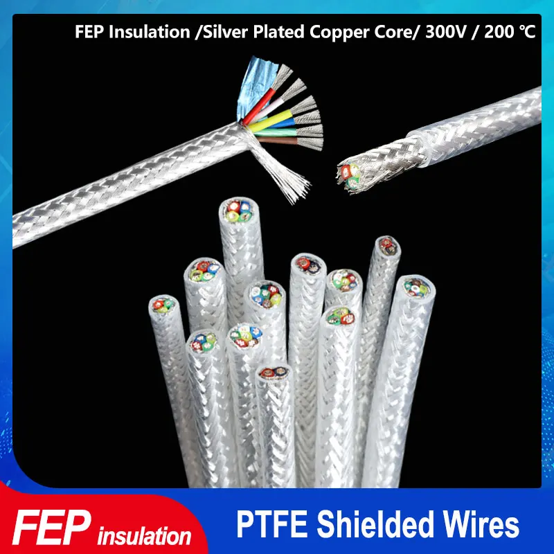 

1 - 10M Transparent FEP Shielded Wires 2 3 4 6 Cores DIY Hifi Audio Amplifier Speaker Headphone Wire Silver Plated Copper Cable