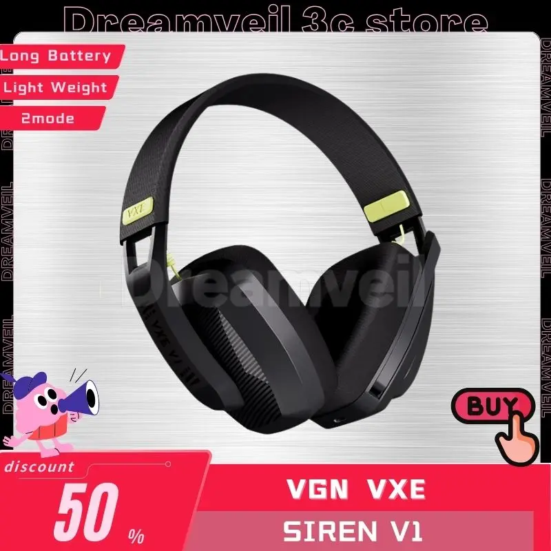 VGN VXE Siren V1 Wireless Bluetooth Earphones 2Mode Bluetooth Gaming Headset With Microphone Lightweight Hifi Gamer Headphones