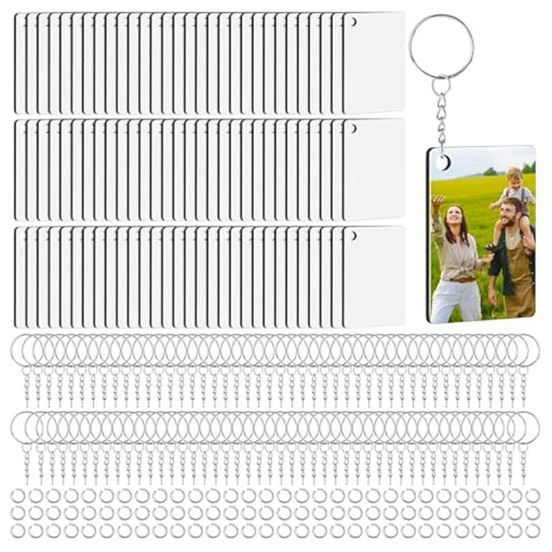 270Pcs Double-Sided Rectangle Sublimation Keychain Blanks,Density Board Rectangle Sublimation Key Chains Accessories-AT81