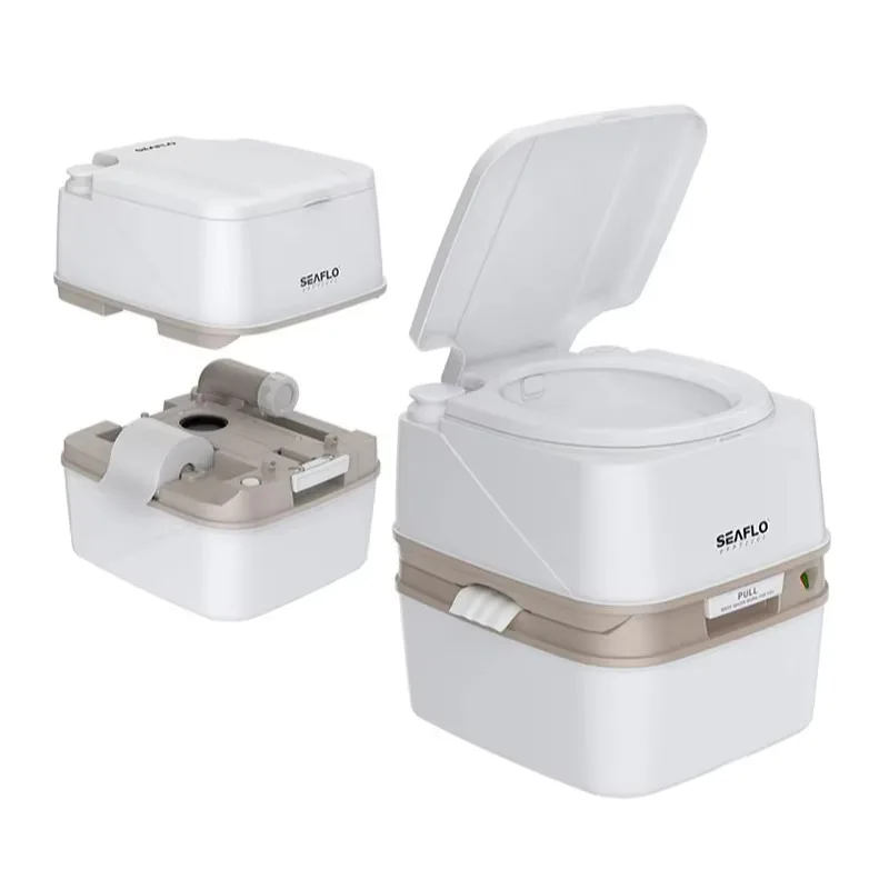 Multifunction Injection Molding Portable Toilet 5.8 Gallon RV Toilet Built-in Storage Bin Travel Camping Toilet