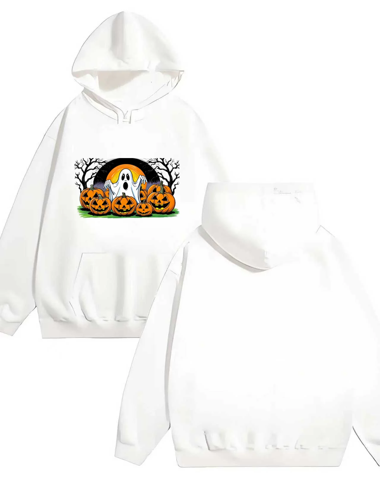 

Последняя модная свободная толстовка с капюшоном объемом 330 г в повседневном стиле с принтами в стиле Хэллоуина. 2025 года.