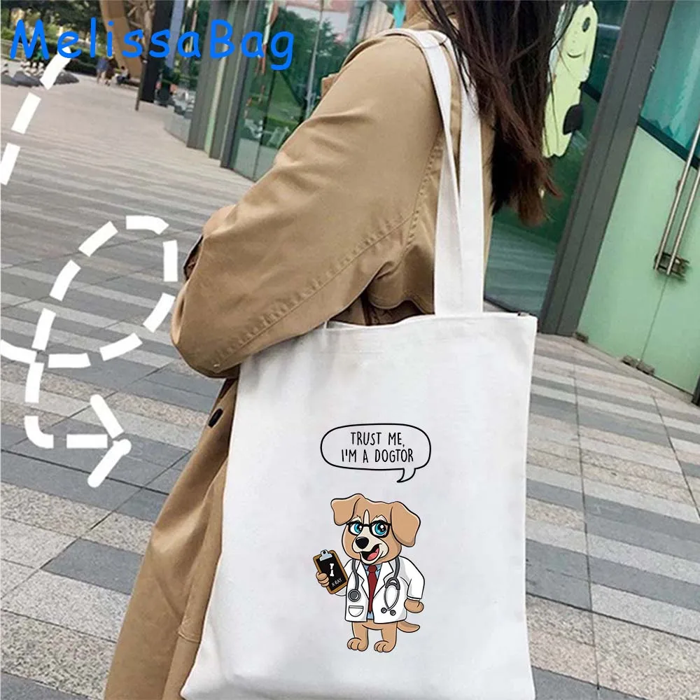 Bolso de mano con estampado divertido para mujer, bolsa de lona de gran capacidad para enfermera, médico, medicina paramédica, bolso de hombro