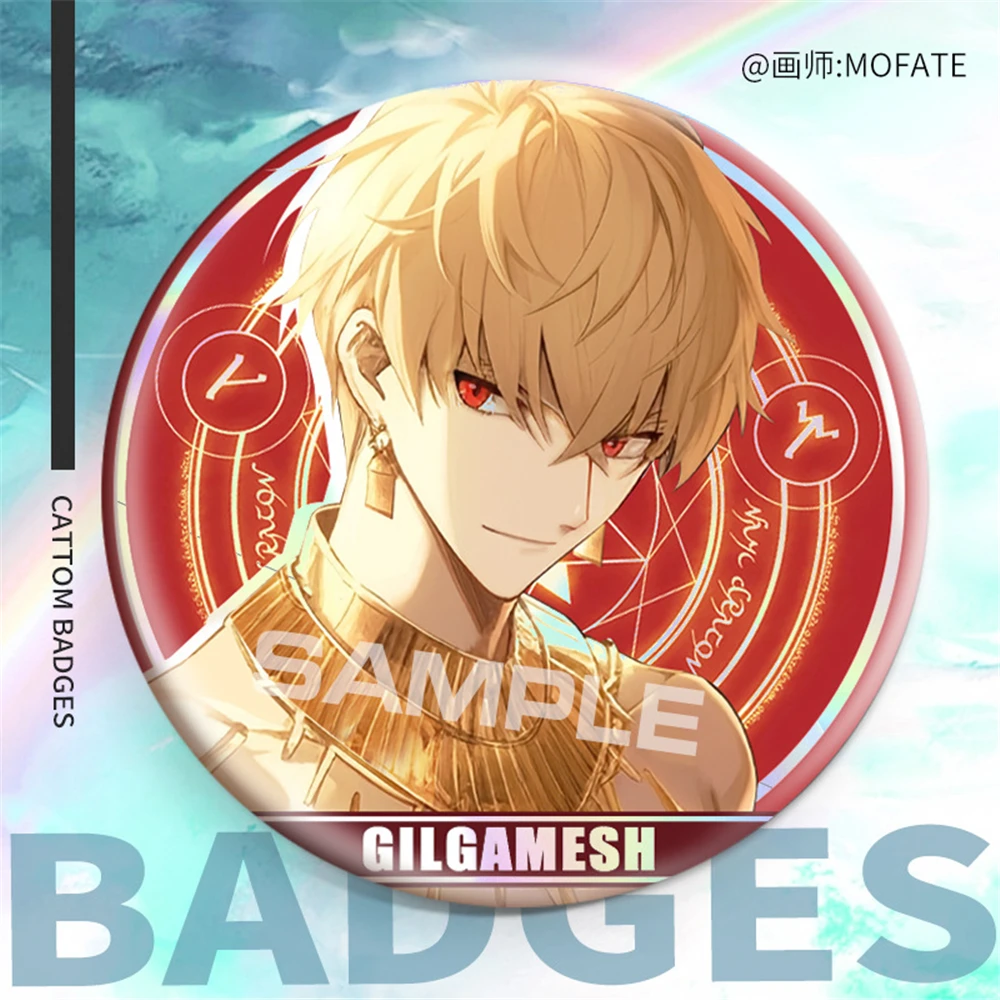 Anime FATE Gilgamesh Altria Pendragon Cosplay Costume Badge Pin SPTE Tinplate Brooch Accessories