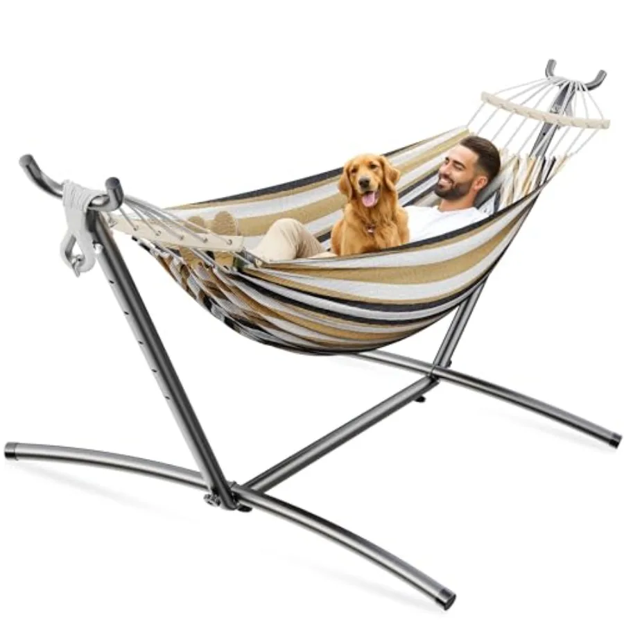 

Double Hammock for Indoor and Outdoor Use, Heavy Duty Polyester, Navy Blue, 500 lb Capacity, 2-Person Portable with Carrying Ba
