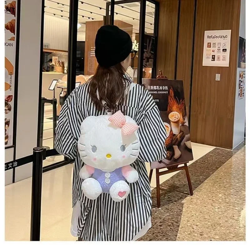 Anime Backpacks Hello Kitty Kawaii Plush Backpack Stuffed Dolls Toys Plushie Bag Cartoon Kt Shoulder Backpacks Cosplay Bags