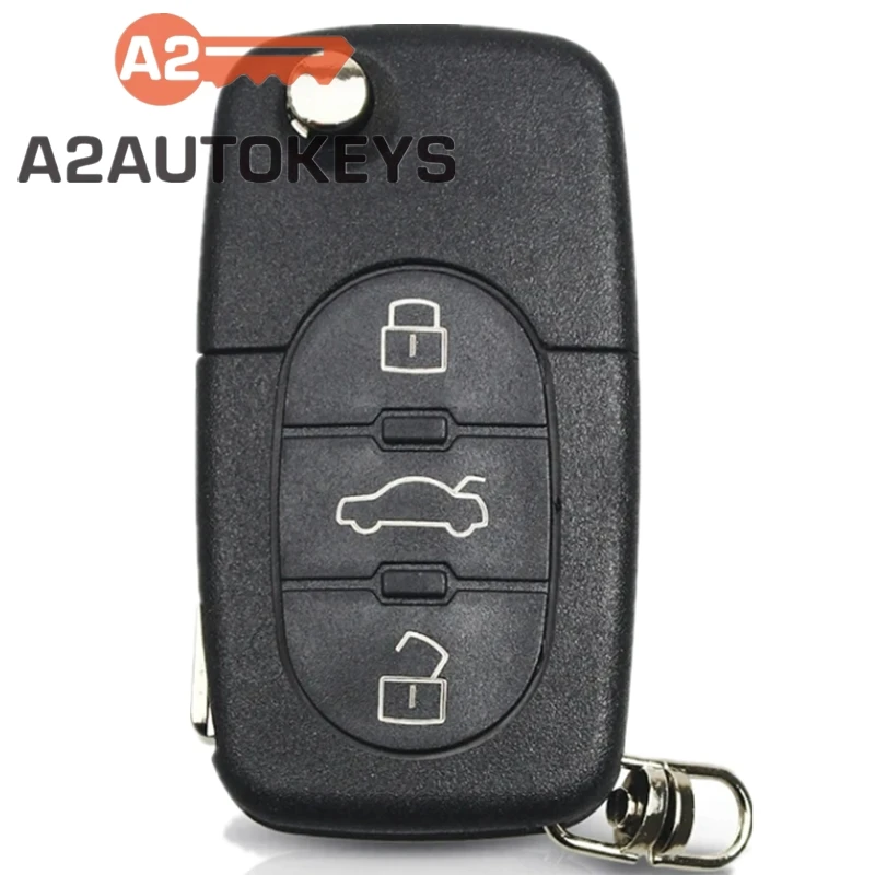 

A2AUTOKEYS 3 Buttons Folding Flip Key Shell Fit For Audi TT A2 A3 A4 A6 A8 Quattro Remote Key Case Cover