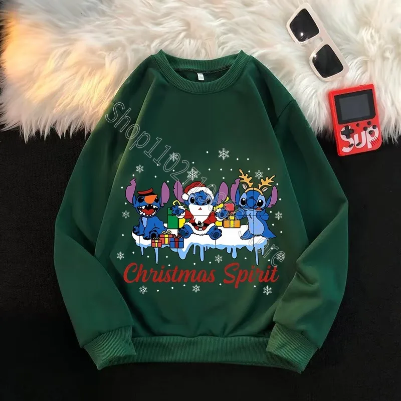 Lilo & Stitch Child Christmas Cute Sweatshirts Disney Boys Girls Winter Sweatshirt Anime Movie Graphic Print Warm Clothes Gifts