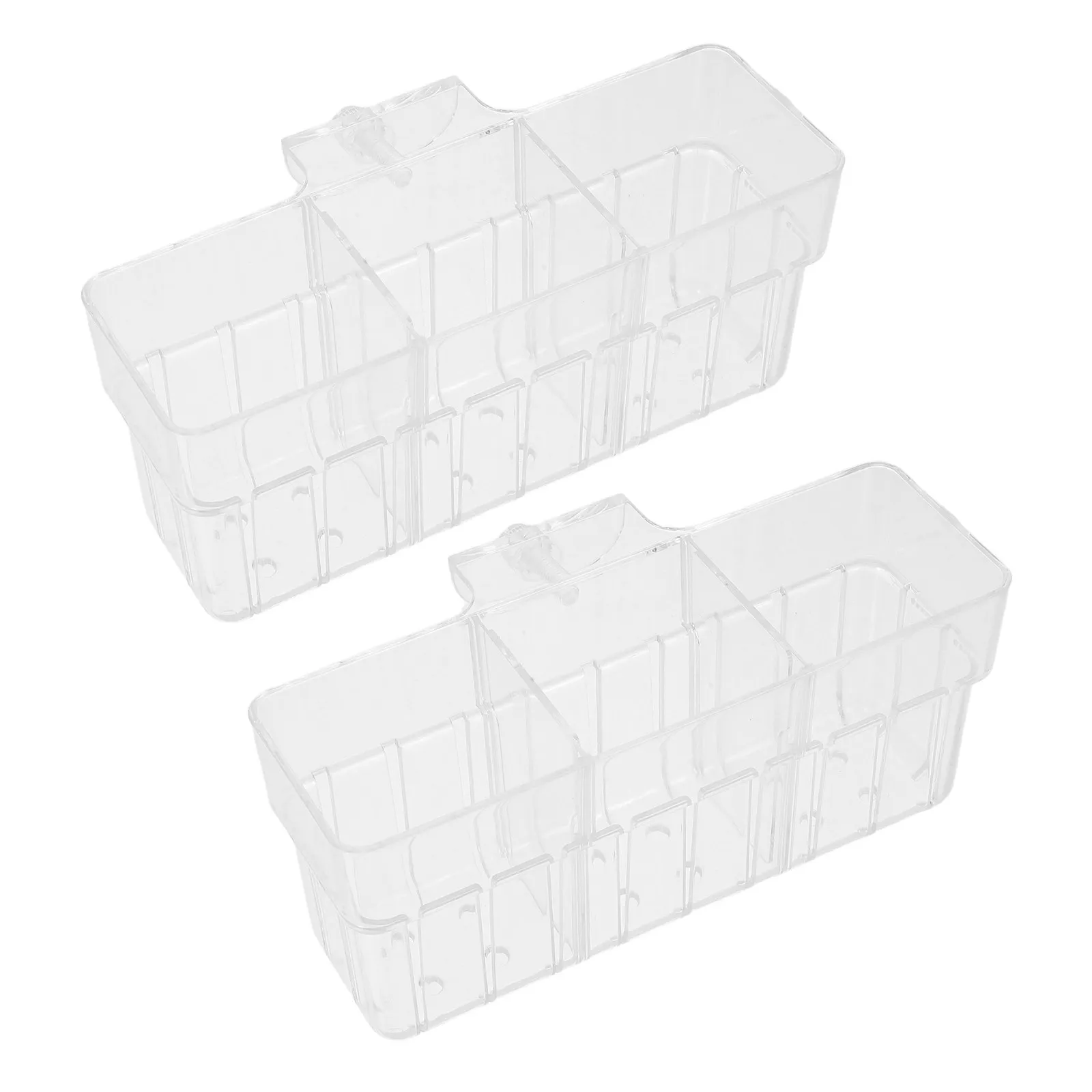 2Pcs Fish Tank Hydroponic Plant Basket Clear Hanging Design 3 Compartment Aquatic Plant Holder Aeration Friendly Aquarium