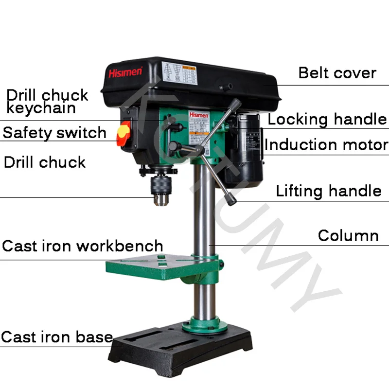 Taladro de Banco de Control de velocidad de alambre de cobre puro de 8 pulgadas, perforadora de escritorio, taladro de banco de carpintería, 220V/50HZ