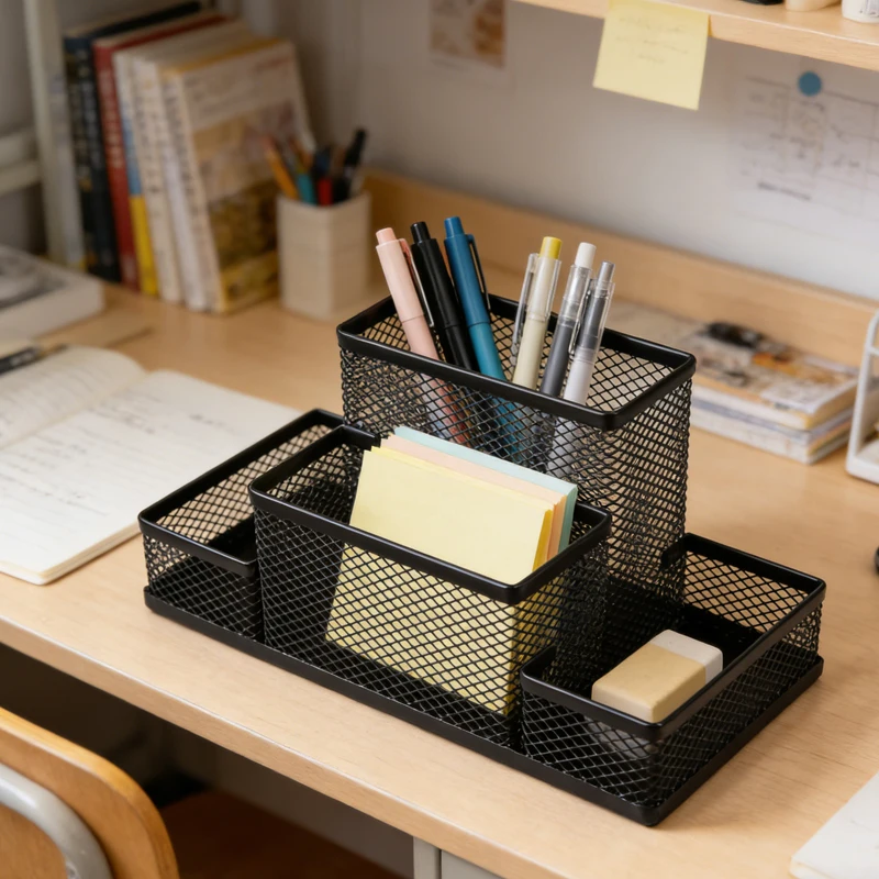 1pcs Metal Desktop Storage Boxs Minimalist Multifunctional Pens Holder Pens Holder Storage Boxs for Students Offices Supplies