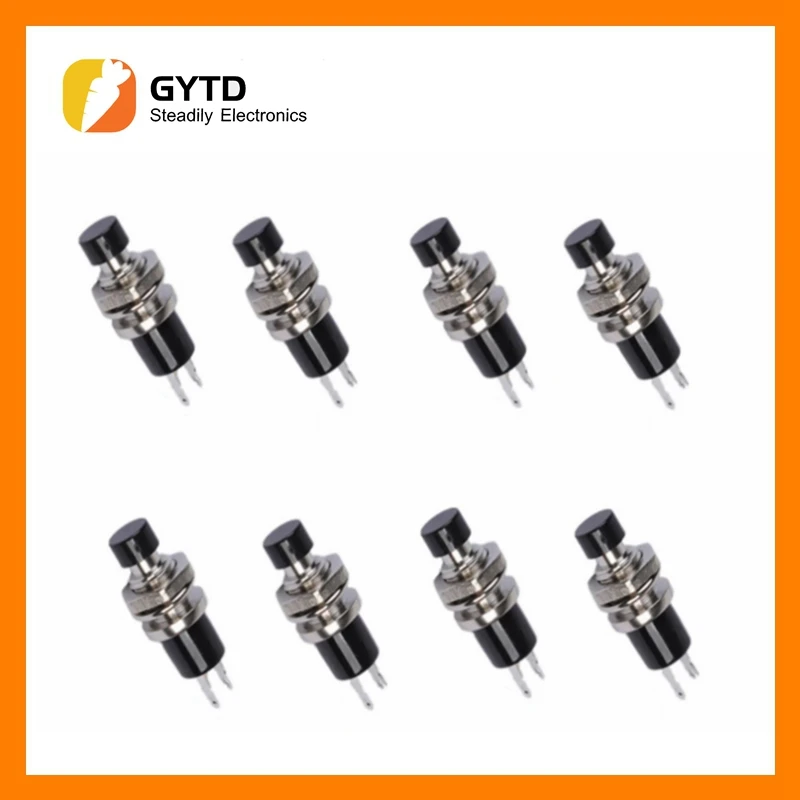 10PCS PBS-110 ON/OFF Push button Black Mini Lockless Momentary Switch