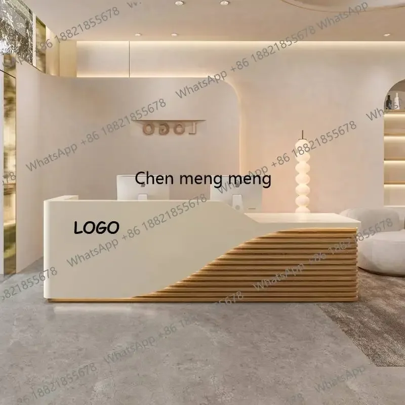 Great discount Beauty Salon Clothing Store Reception Desks New Chinese Rezeption Theke Office Furniture Curve Company Hotel Rece
