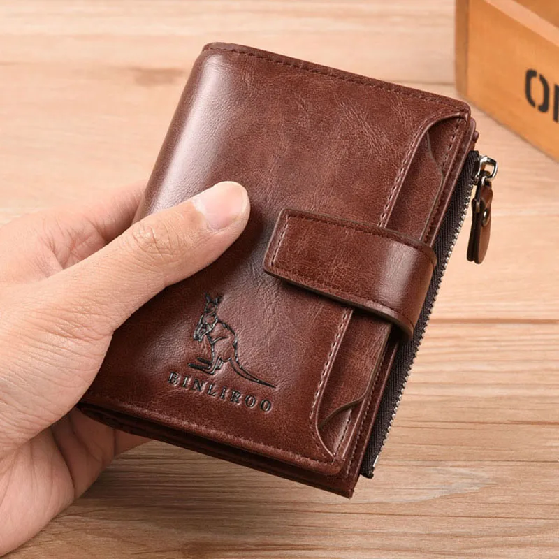 Business Men's Wallets RFID Card Holders Purses for Men PU Leather Wallet and Handbags with Zip Coin Pockets Male Gifts