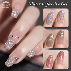 BORN PRETTY 10ml Reflective Glitter Gel Silver Sequins Gel Nail Polish Soak Off UV Nail Gel Semi-permanent Nail Art Decoration