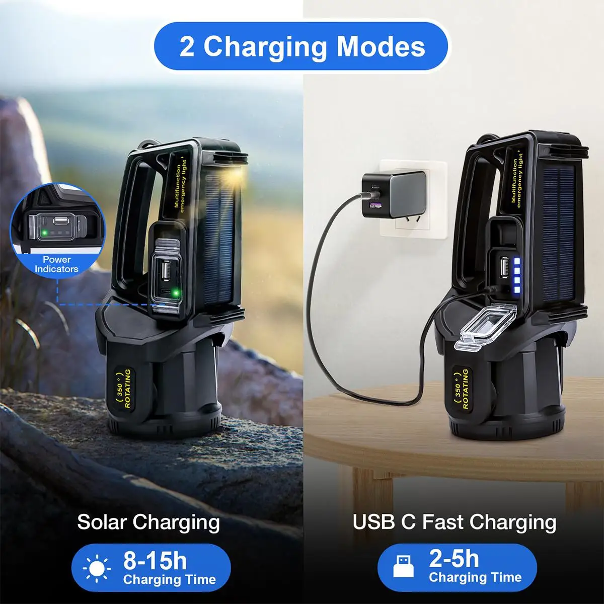 Torcia solare ricaricabile LED Spotlight Torcia di lavoro Searchlight impermeabile Luce potenti Luminoso Super Luminoso portatile