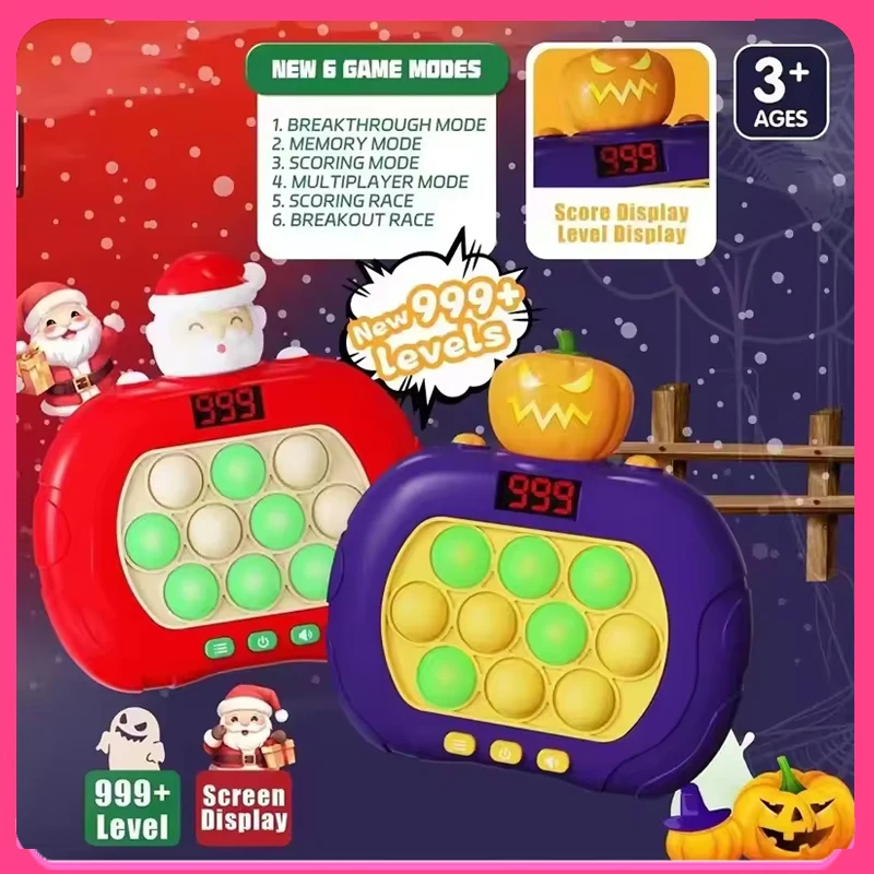 999 Level Blast Light Fast Push Game Console with LED Screen Display for Adults and Children Fidget Toys Christmas Halloween Gif