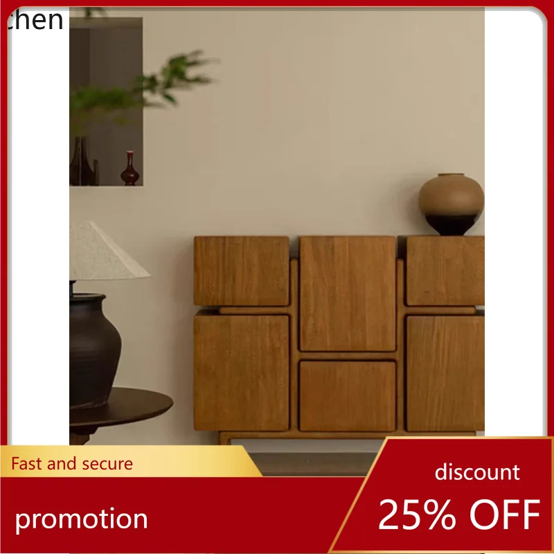 

YFY Solid Wood Sideboard Vintage Storage Entryway Cabinet Living Room Organizer Tea Cabinet