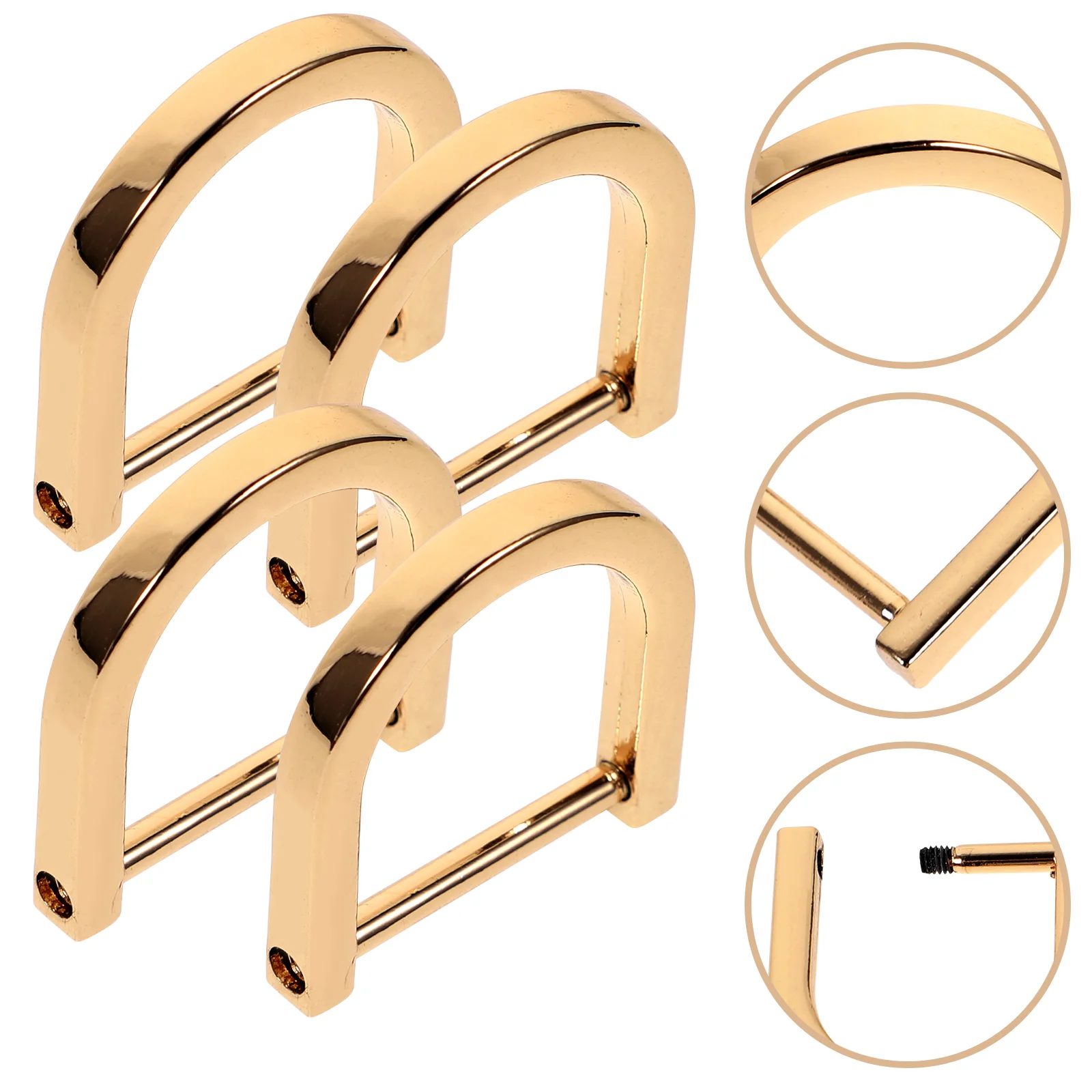 

4PCS Luggage Accessories Shoulder Strap Adjustment Ring Zinc Alloy Semi-Circular D Ring for Bags Golden