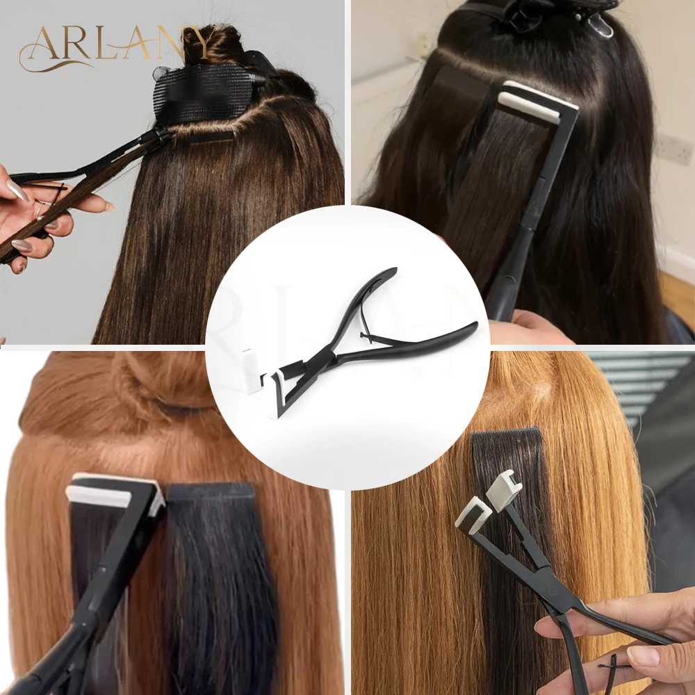 ARLANY Tape in Hair Extension Pliers with 60Tabs Double Sided Tape Hair Sealing Pliers Tape Remover Scraper Matte Alligator Clip view 6