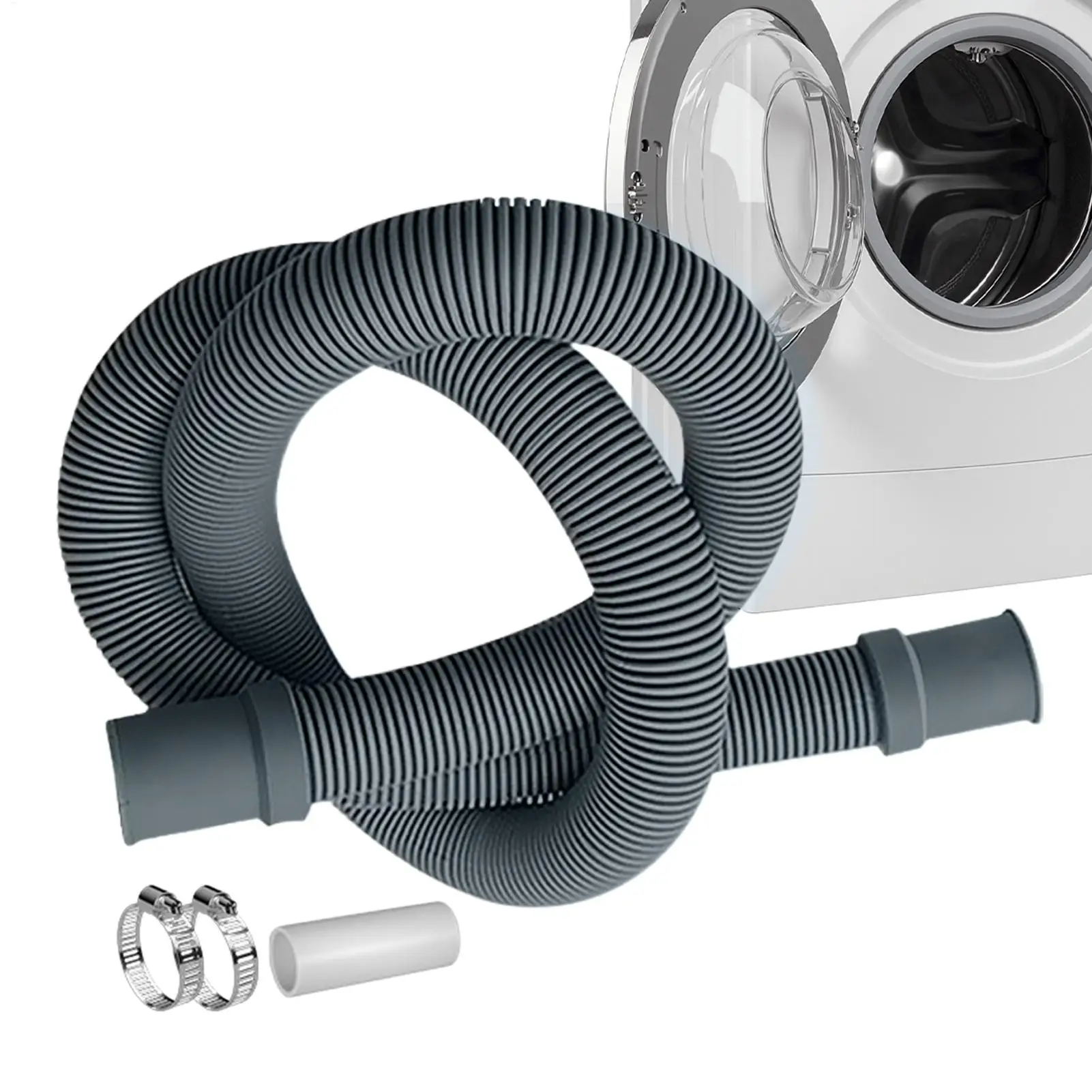 Washer Machine Drain Hose 1 Meter Discharge Pipe Kit with Clamp and Connector Flexible Portable Washing Machine Hose for Sink