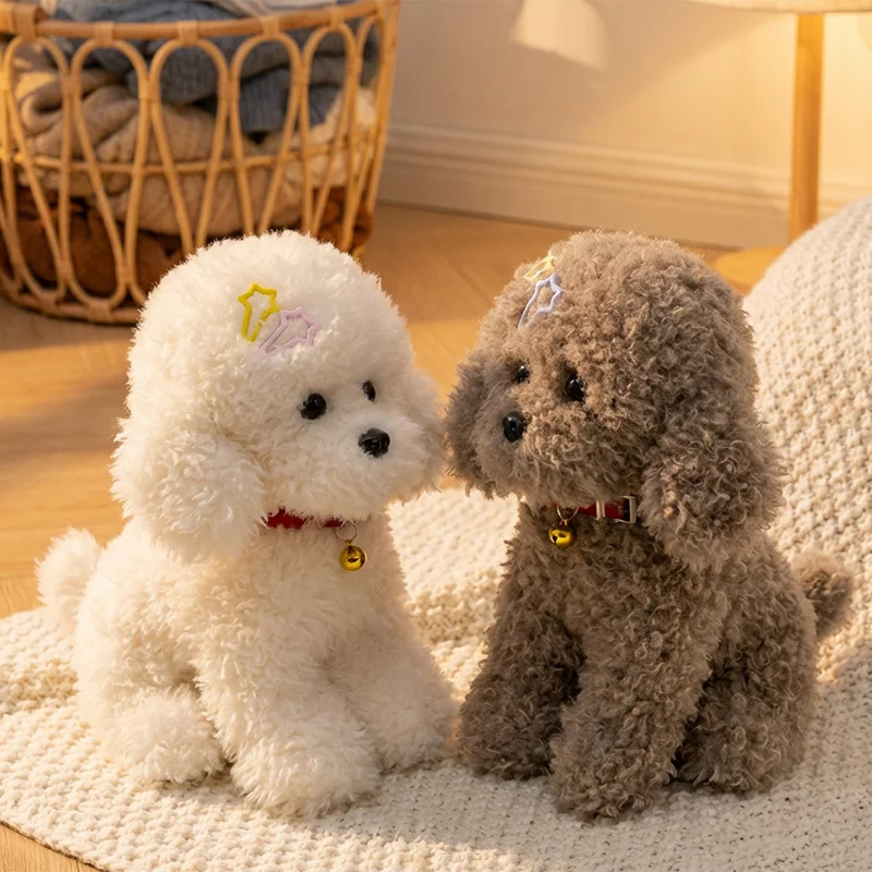 Brinquedo de Pelúcia Realista de Cachorro Teddy Lucky, Boneco de Pelúcia Artesanal de Poodle, Figura Realista, Bichos de Pelúcia, Presentes