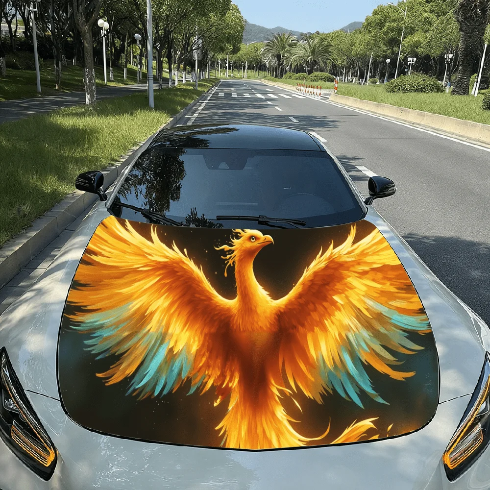 

Painting of a phoenix bird with its wings spread car hood sticker premium vinyl sticker for automotive durable pvc vinyl wrap fo