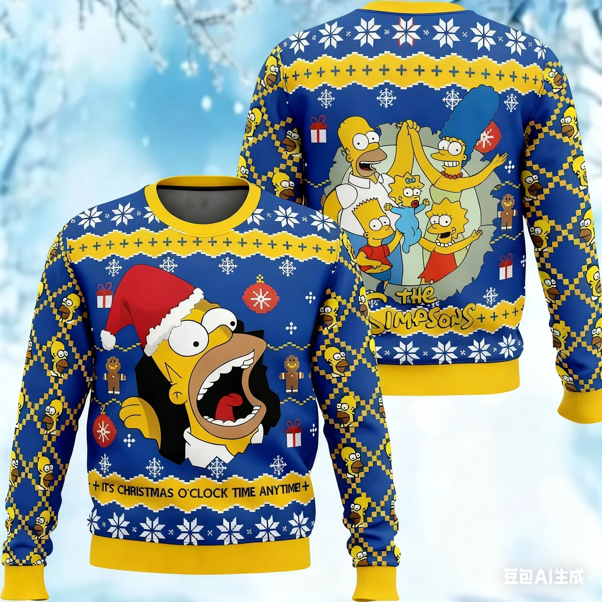 ديزني سيمبسون الرجال عيد الميلاد القبيح ثلاثية الأبعاد مطبوعة عطلة الأسرة نمط دافئ وعادية الرجال والنساء تي شيرت رياضي
