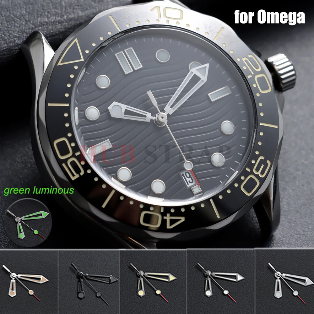 Puntero NH35 para Omega Seamaster 300, accesorios de reloj, aguja de reloj de conducción NH36 luminosa a mano para piezas de reloj de movimiento NH35/NH36
