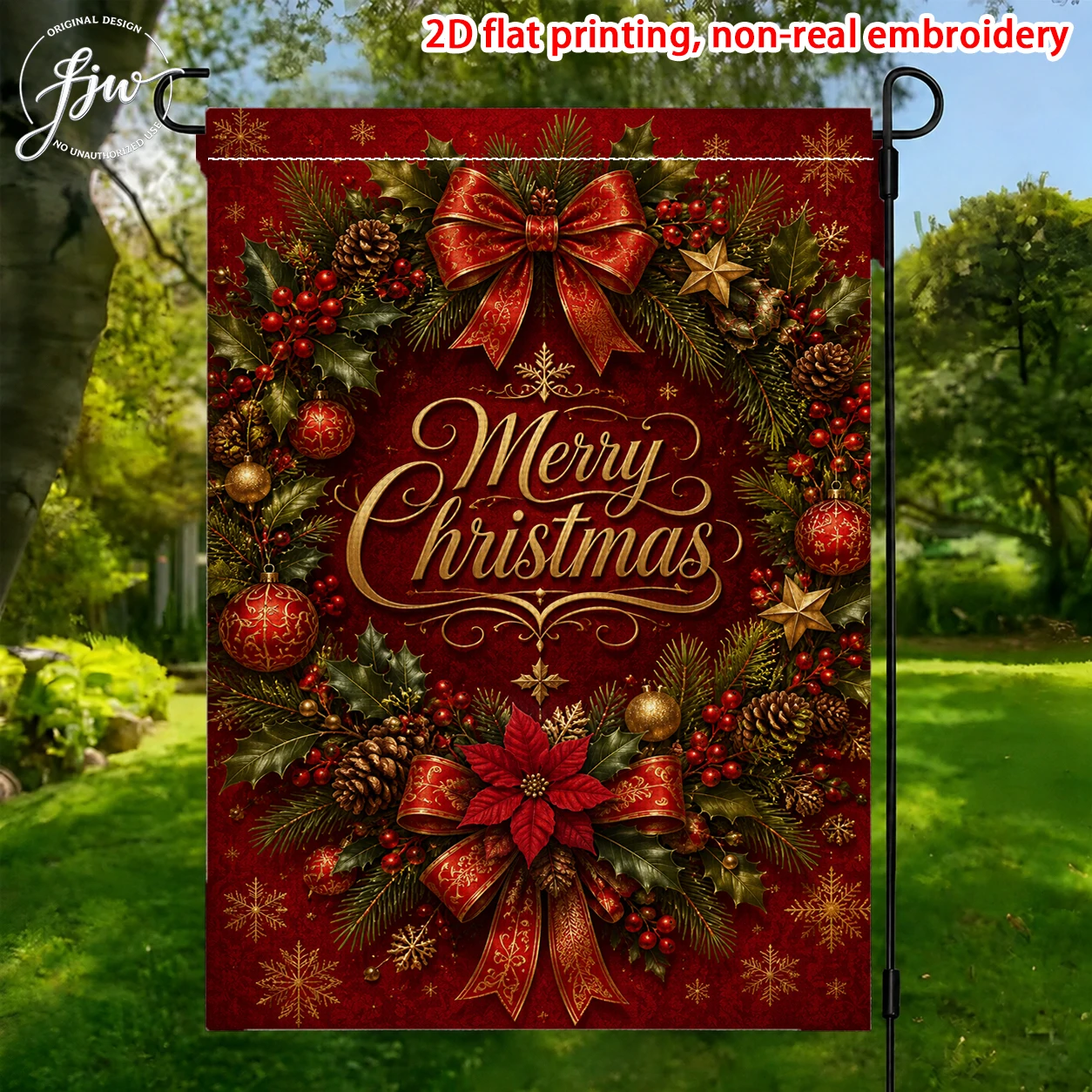 1pc Christmas Garden Flags  Vintage Winter Holiday Yard Flags For Outdoor Patio Lawn Decor