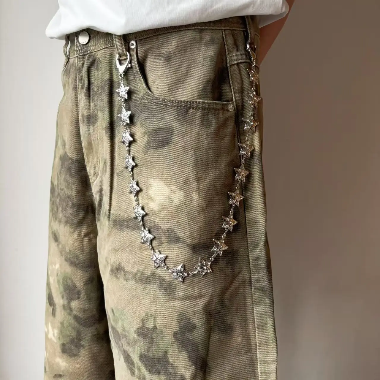 Cleanfit Metal Pants Unisex Hip Hop Waist Chain With Pentagram Pendant For Jeans And Trousers
